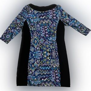 💥Women’s AA STUDIO AA Multicolored Patterned Pullover Dress Stretch Bidycon 10